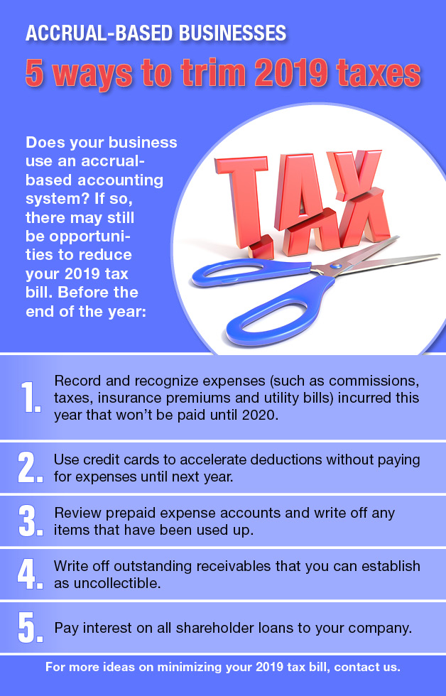 Accrual-based businesses: 5 ways to trim 2019 taxes