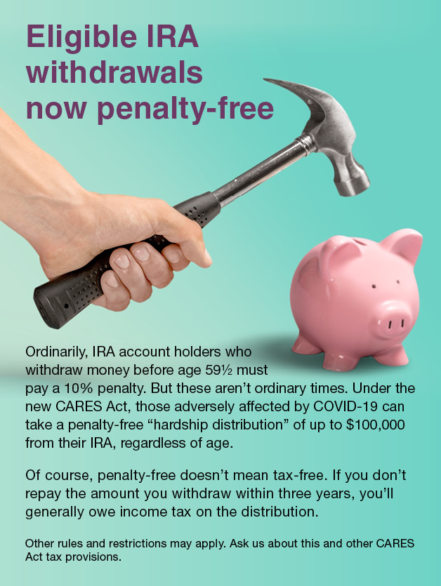 Eligible IRA withdrawals now penalty-free